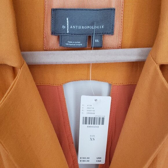 NWT Anthropologie Orange Linen Sleeveless Wrap Front Mini Dress - Picture 9 of 10